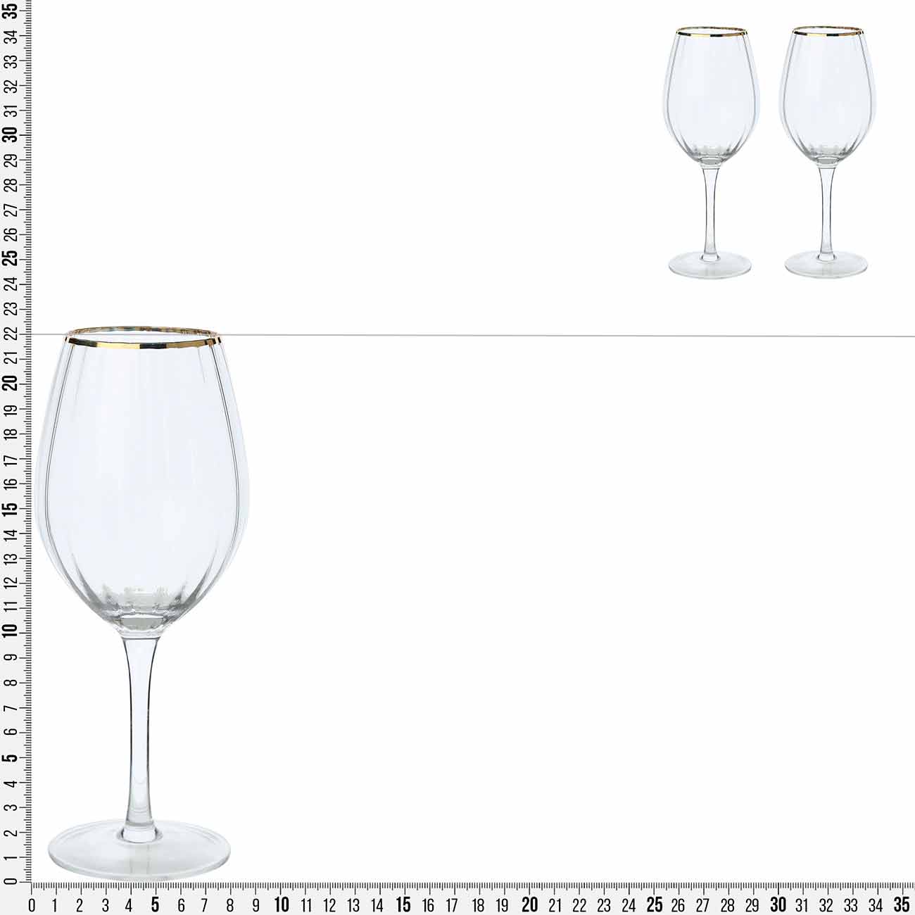 Wine glass, 530 ml, 2 pcs, glass, with golden edging, Lombardy Gold изображение № 3