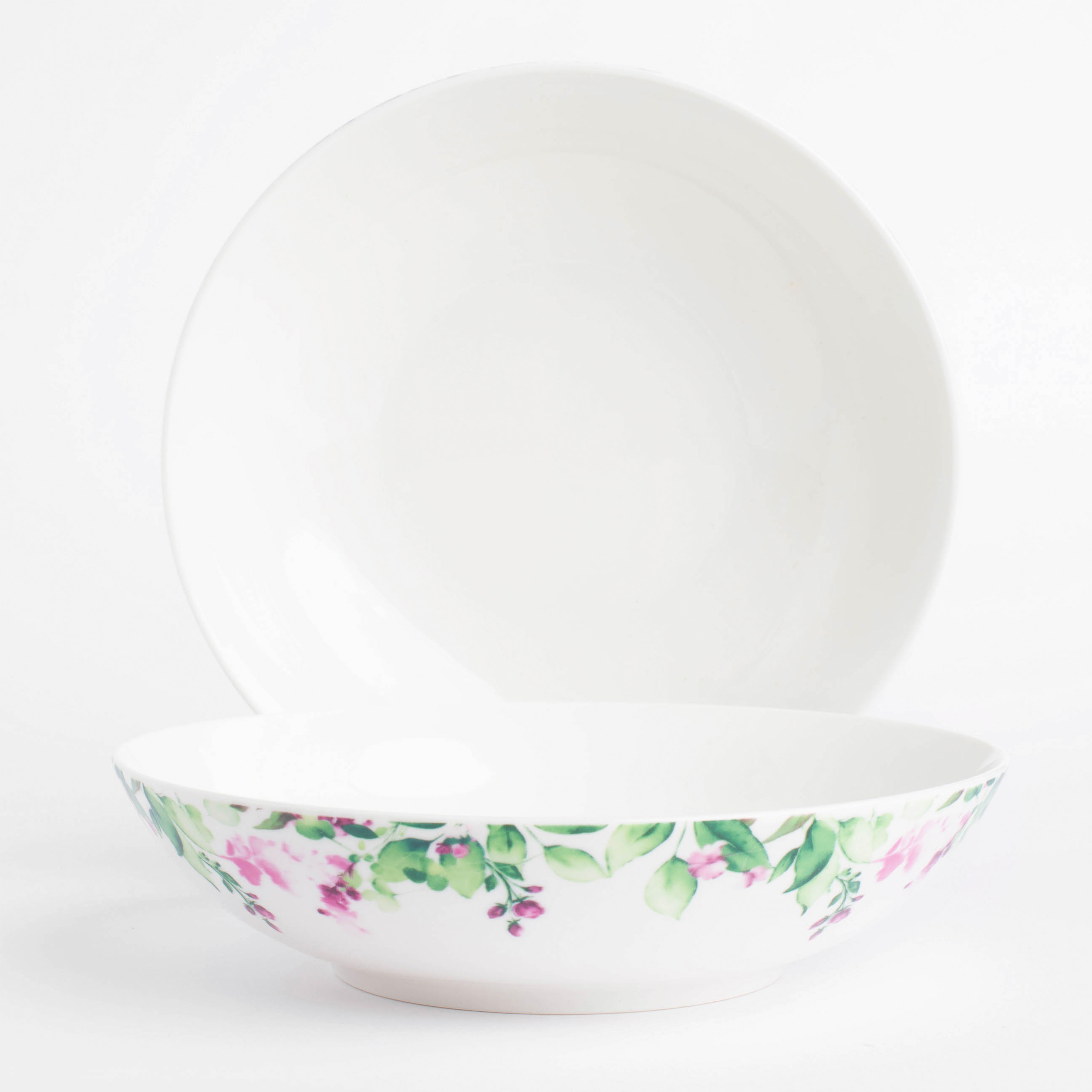 Soup plate, 20x5 cm, 2 pcs, porcelain N, white, Watercolor flowers, Senetti изображение № 3