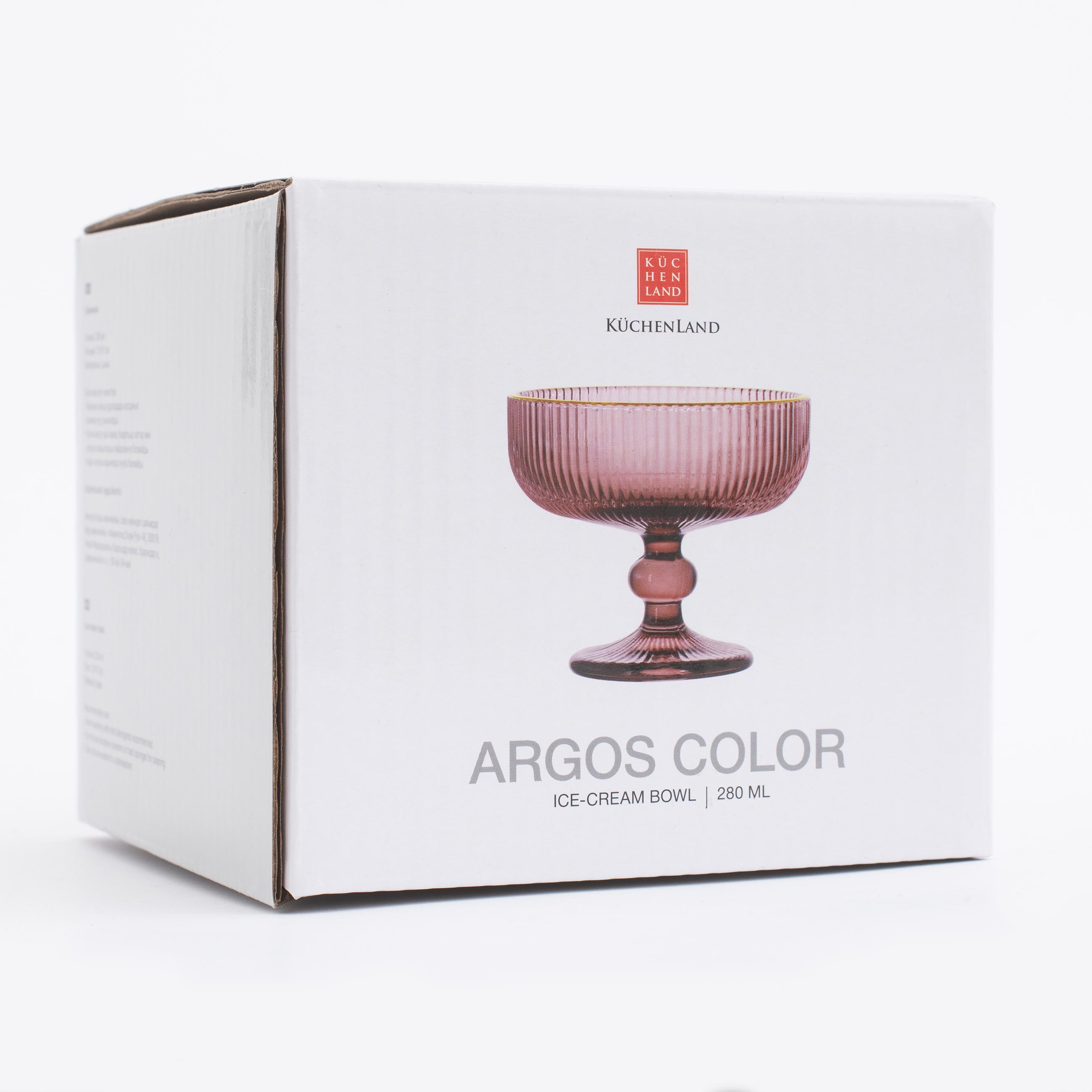 Cream bowl, 10 cm, 280 ml, glass R, with golden edging, burgundy, Argos color изображение № 7