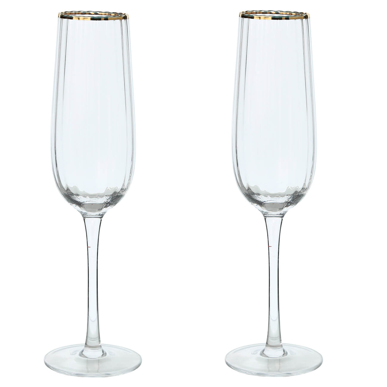 Champagne glass, 275 ml, 2 pcs, glass, with golden edging, Lombardy Gold изображение № 1