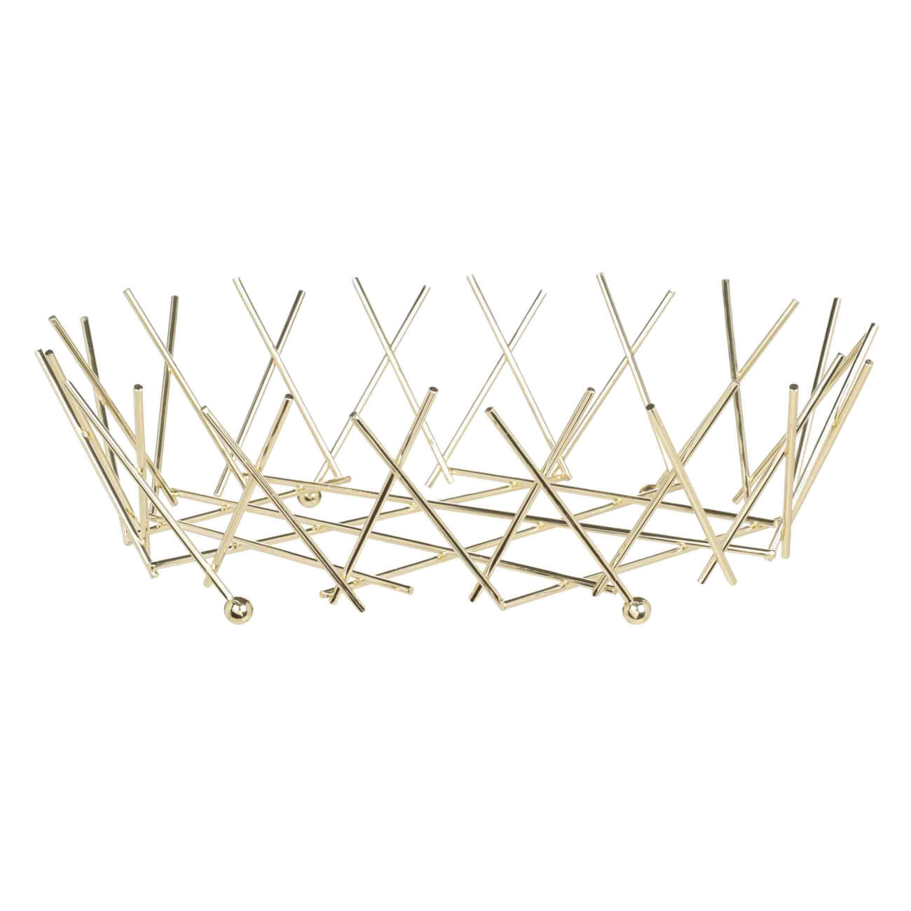 Fruit basket, 34 cm, metal, oval, golden, Twist gold изображение № 1