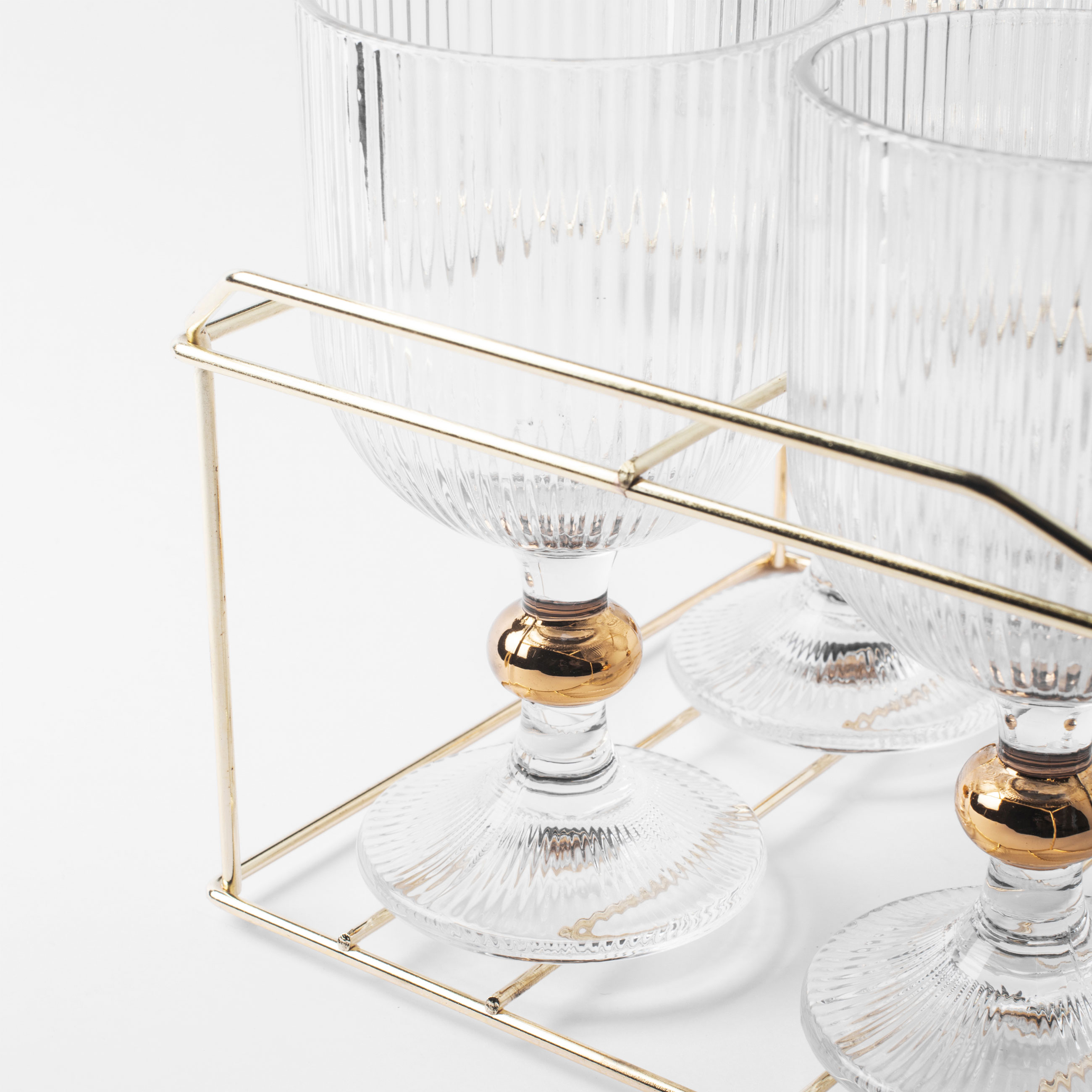 Wine glass, 360 ml, 4 pcs, on a stand, glass R / metal, Argos gold-t изображение № 4
