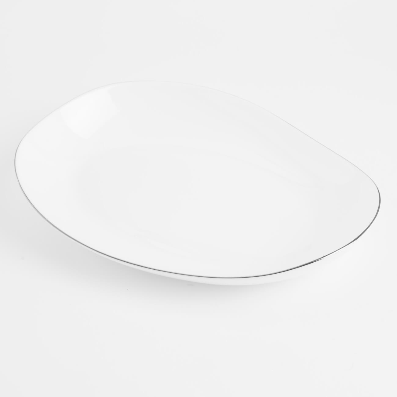 Dish, 26x19 cm, porcelain F, white, Bend silver изображение № 1