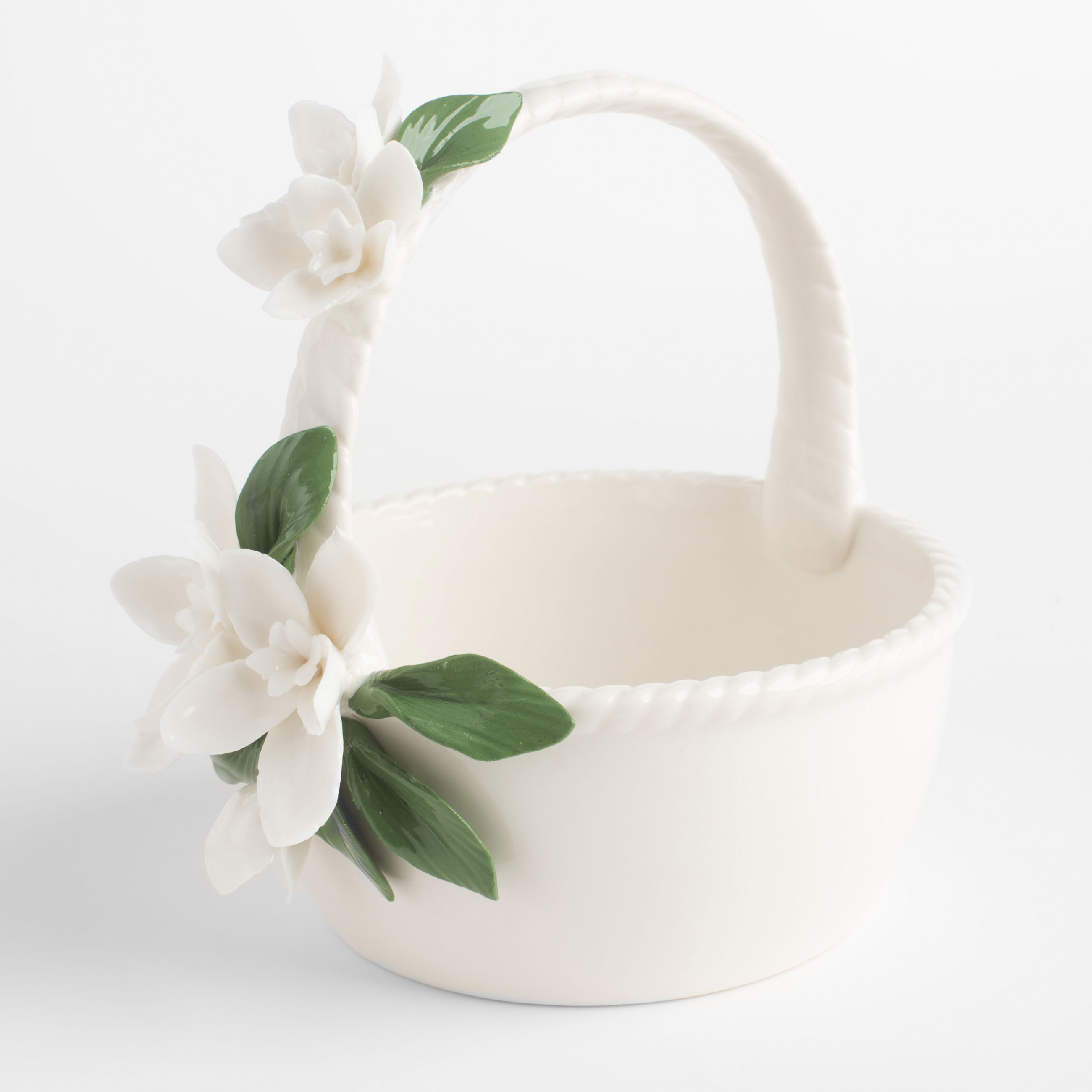 Candy bowl, 16x15 cm, with handle, porcelain P, white, Flowers, Bloome изображение № 2
