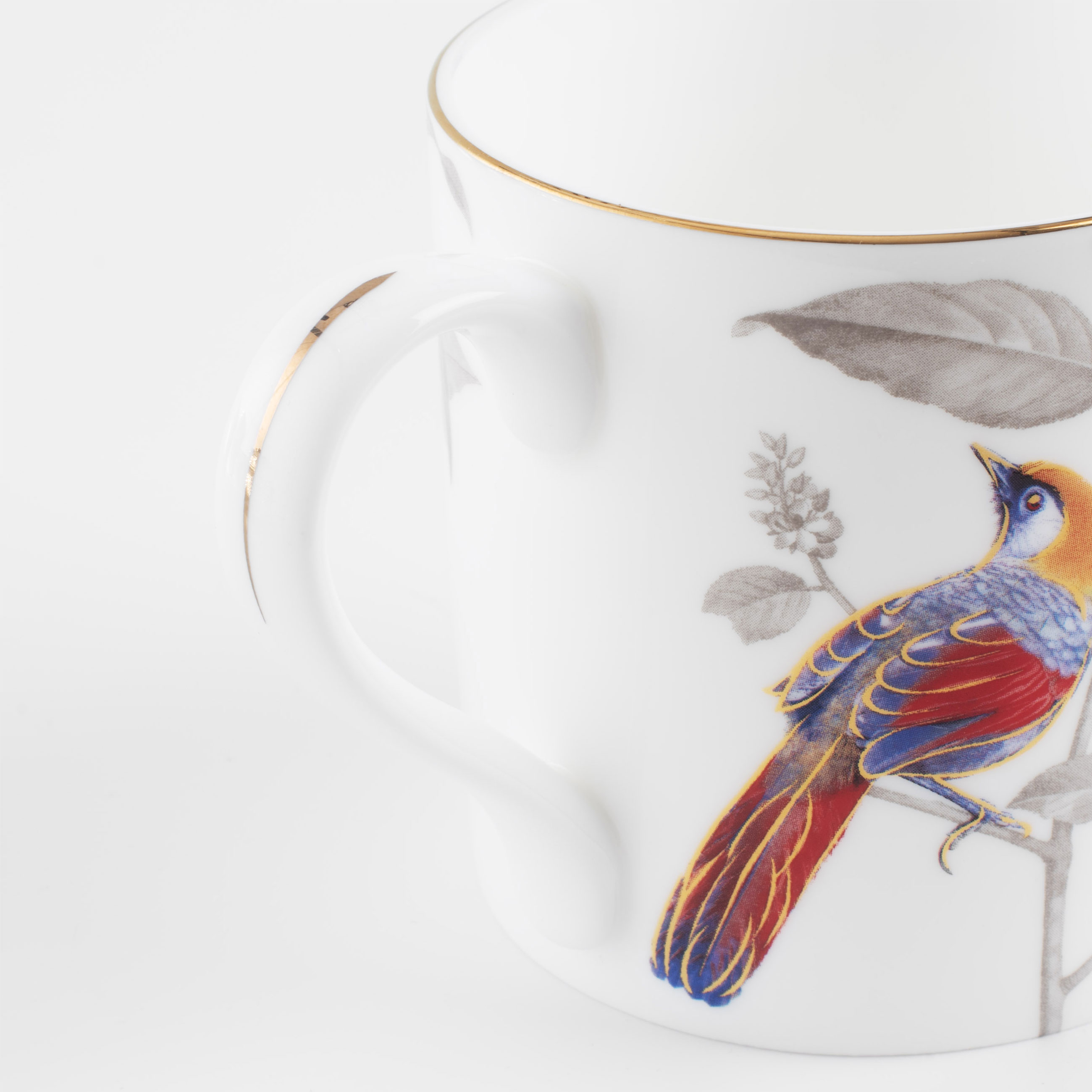 Mug, 380 ml, porcelain F, white, Kingfisher, Paradise bird изображение № 5