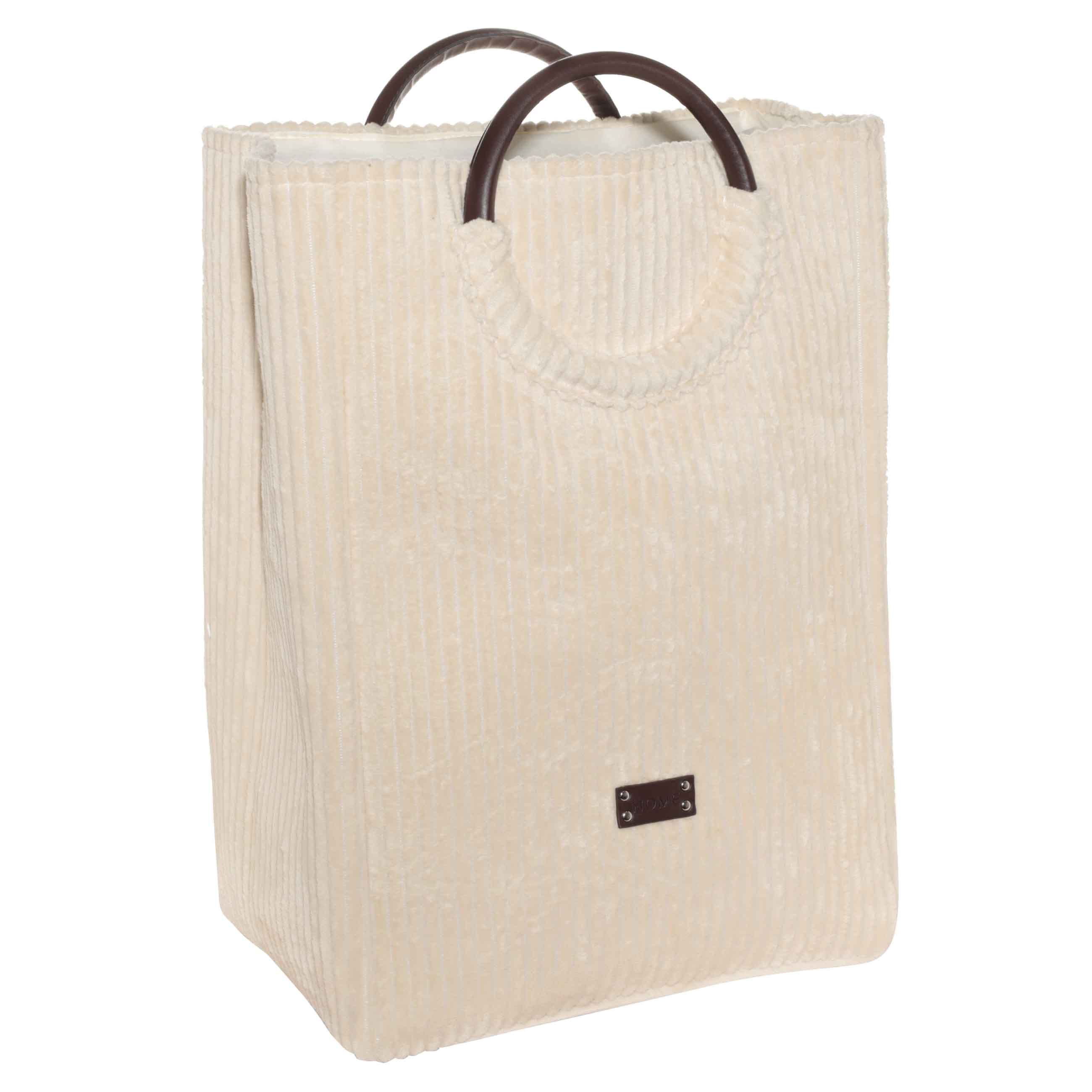 Laundry storage bag, 35x50 cm, with handles, corduroy/PU leather, beige, Moire изображение № 2