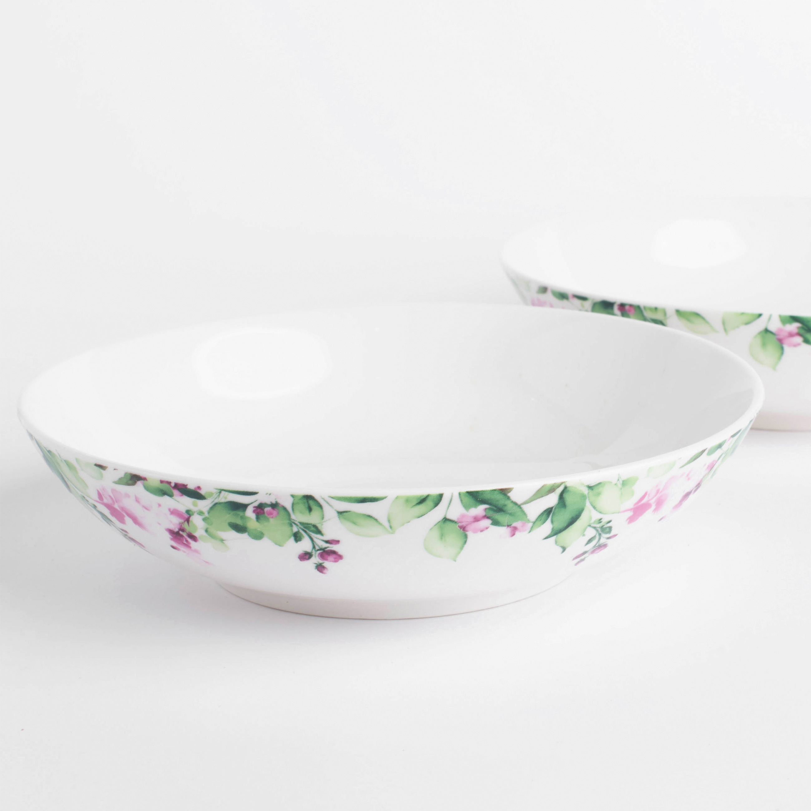 Soup plate, 20x5 cm, 2 pcs, porcelain N, white, Watercolor flowers, Senetti изображение № 2