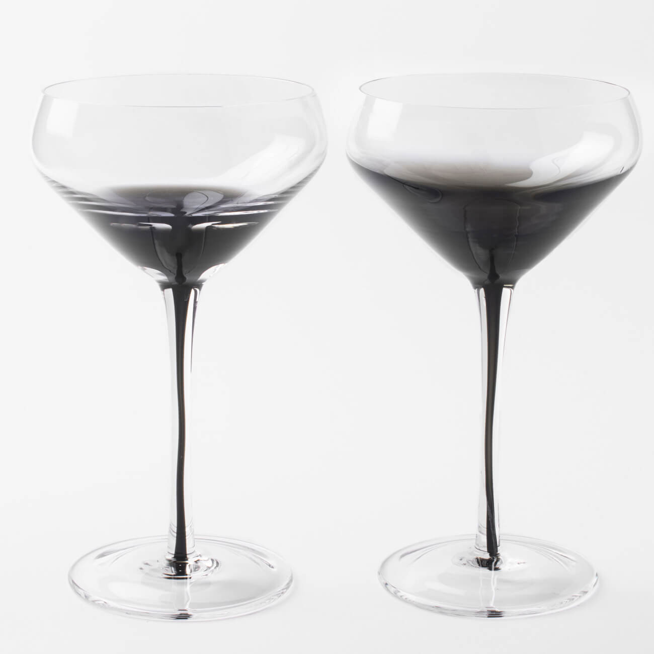 Champagne creamer glass, 280 ml, 2 pcs, glass, gray gradient, Black leg, Stone изображение № 1