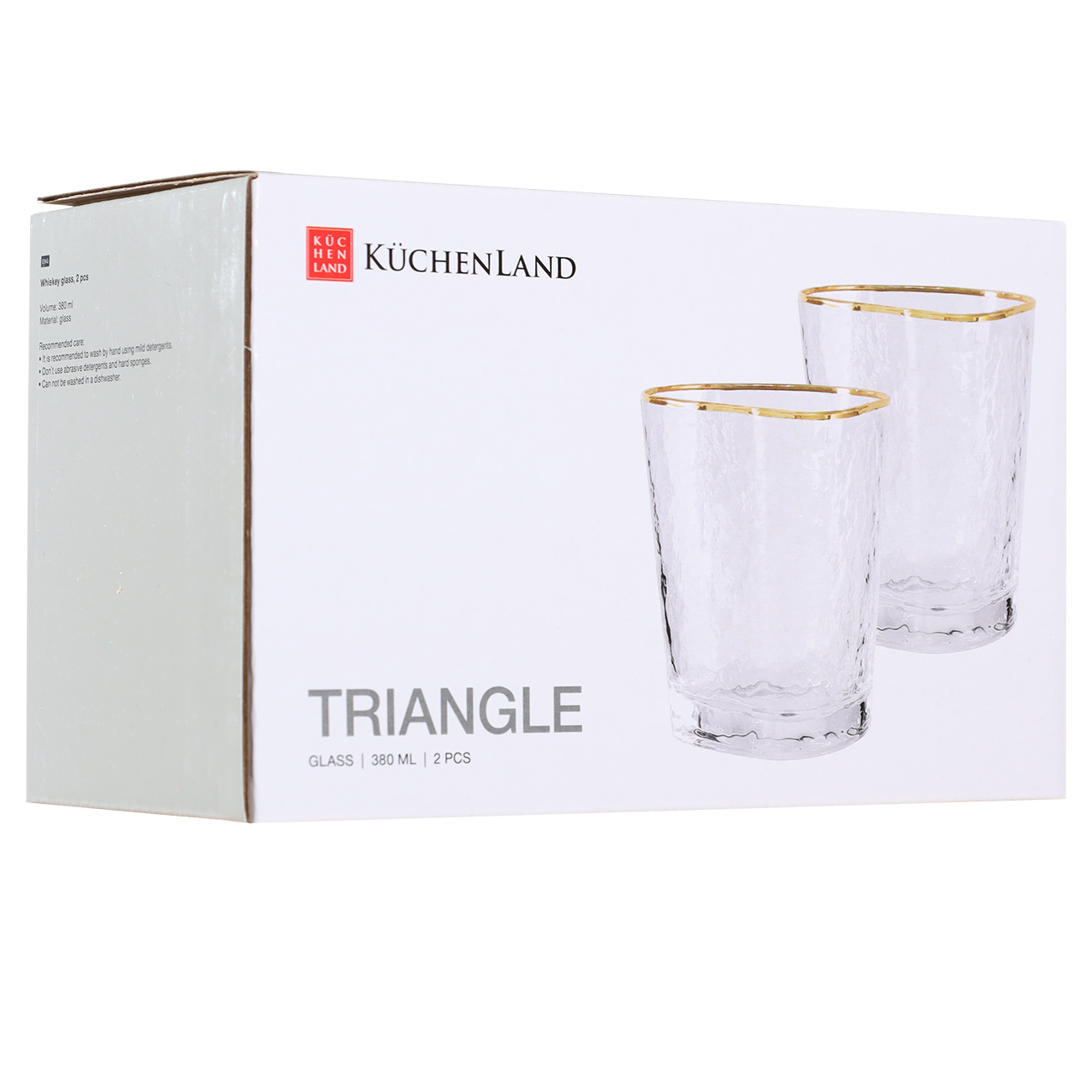Whiskey glass, 380 ml, 2 pcs, glass, golden edging, Triangle Gold изображение № 2