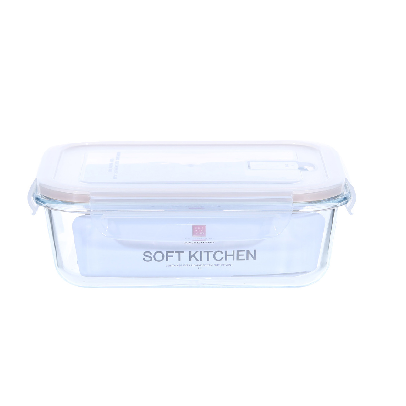 Container, 640 ml, with clips, with valve, glass T / plastic, rectangular, Soft kitchen изображение № 2