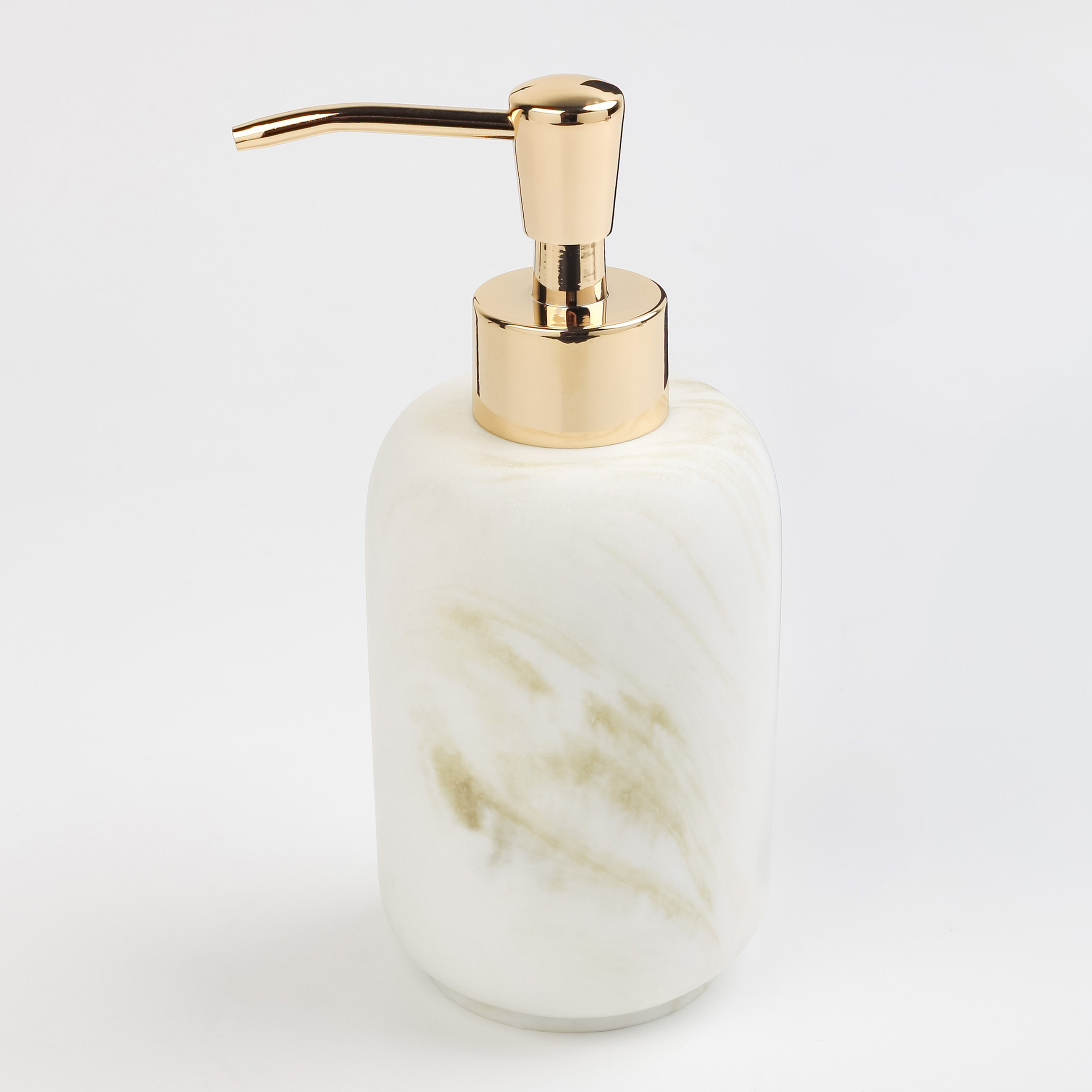Liquid soap dispenser, 200 ml, polyresin / metal, white-gold, Marble, Dryad изображение № 2