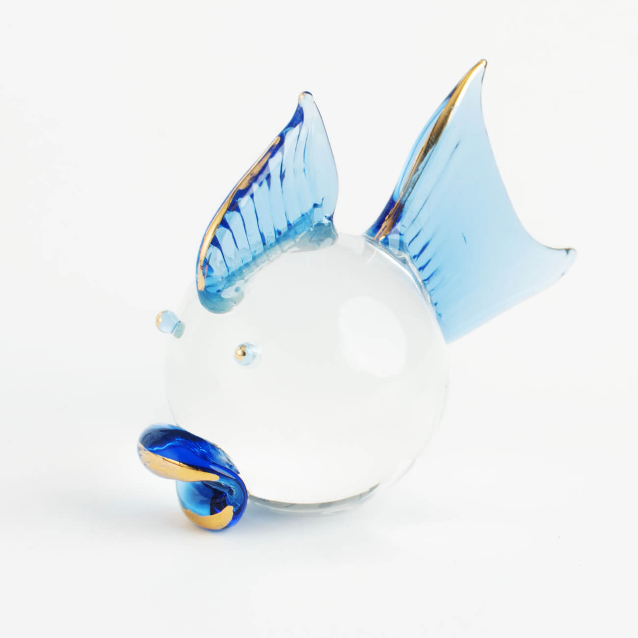 Statuette, 5 cm, glass, Fish with blue fin and tail, Vitreous изображение № 1