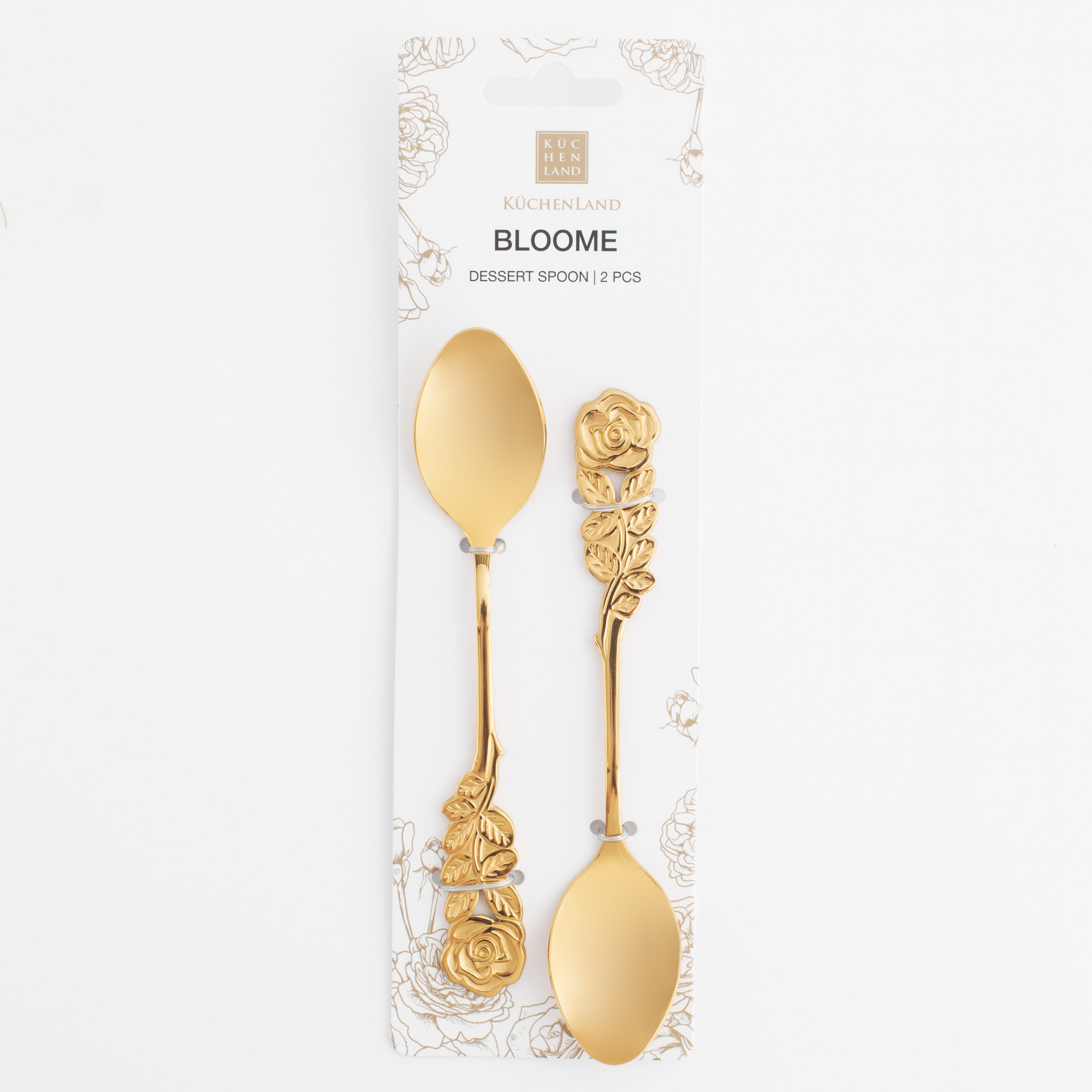 Dessert spoon, 13 cm, 2 pcs, steel, golden, Rose, Bloome изображение № 5