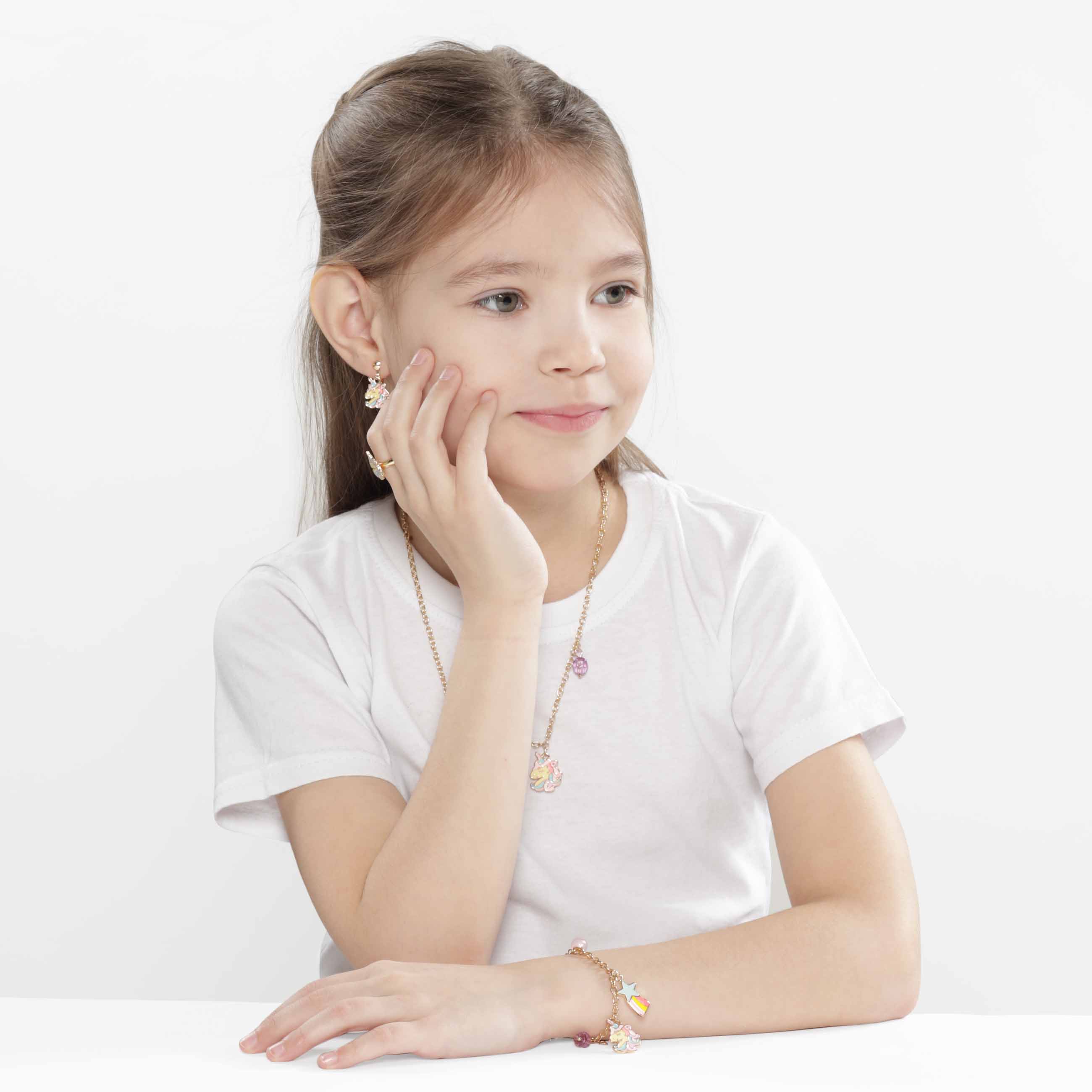 Clip-on earrings, 2 cm, 2 pcs, children's, plastic / metal, gold, Unicorns, Unicorn изображение № 4