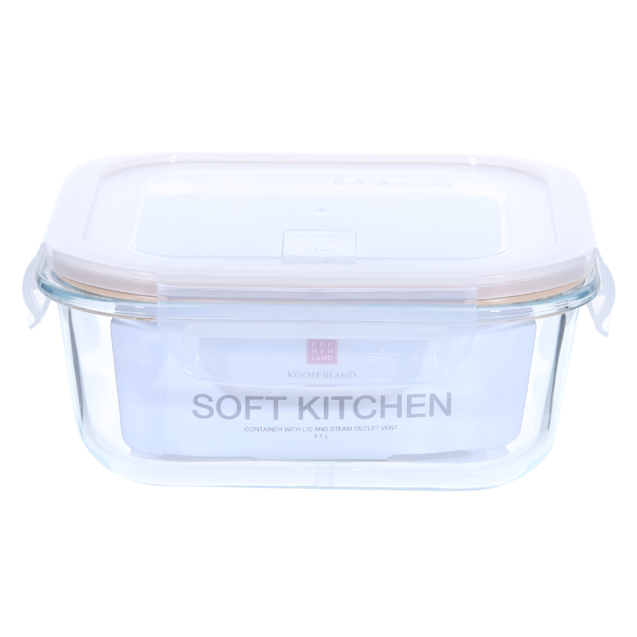 Container, 1,1 l, with clips, with valve, glass T / plastic, square, Soft kitchen изображение № 2