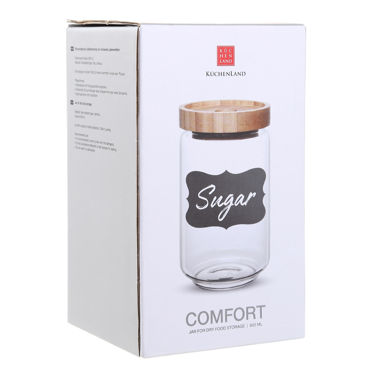 Jar for bulk products, 800 ml, label box, used glass / bamboo, Comfort изображение № 2