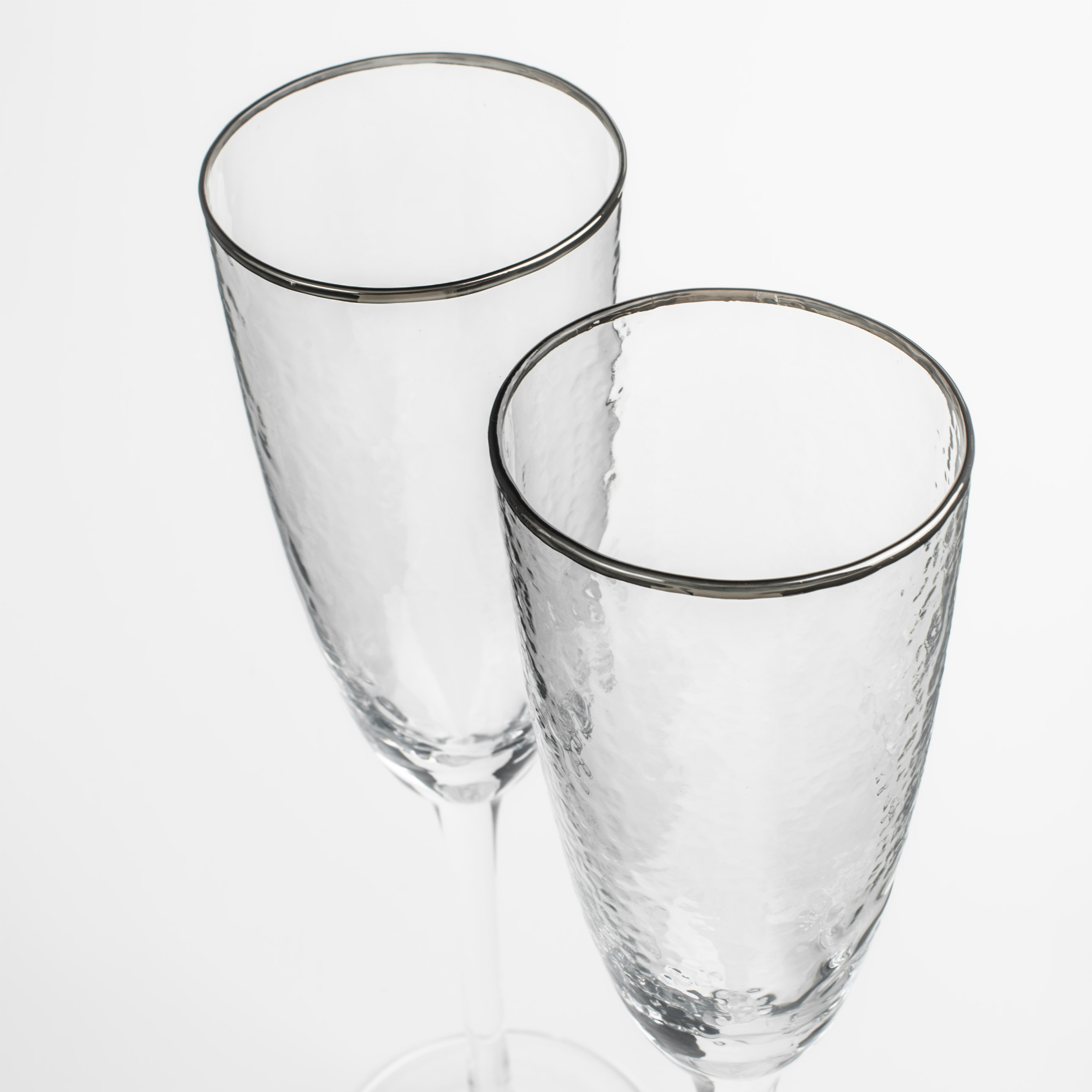 Champagne glass, 275 ml, 2 pcs, glass, with silver edging, Ripply silver изображение № 4