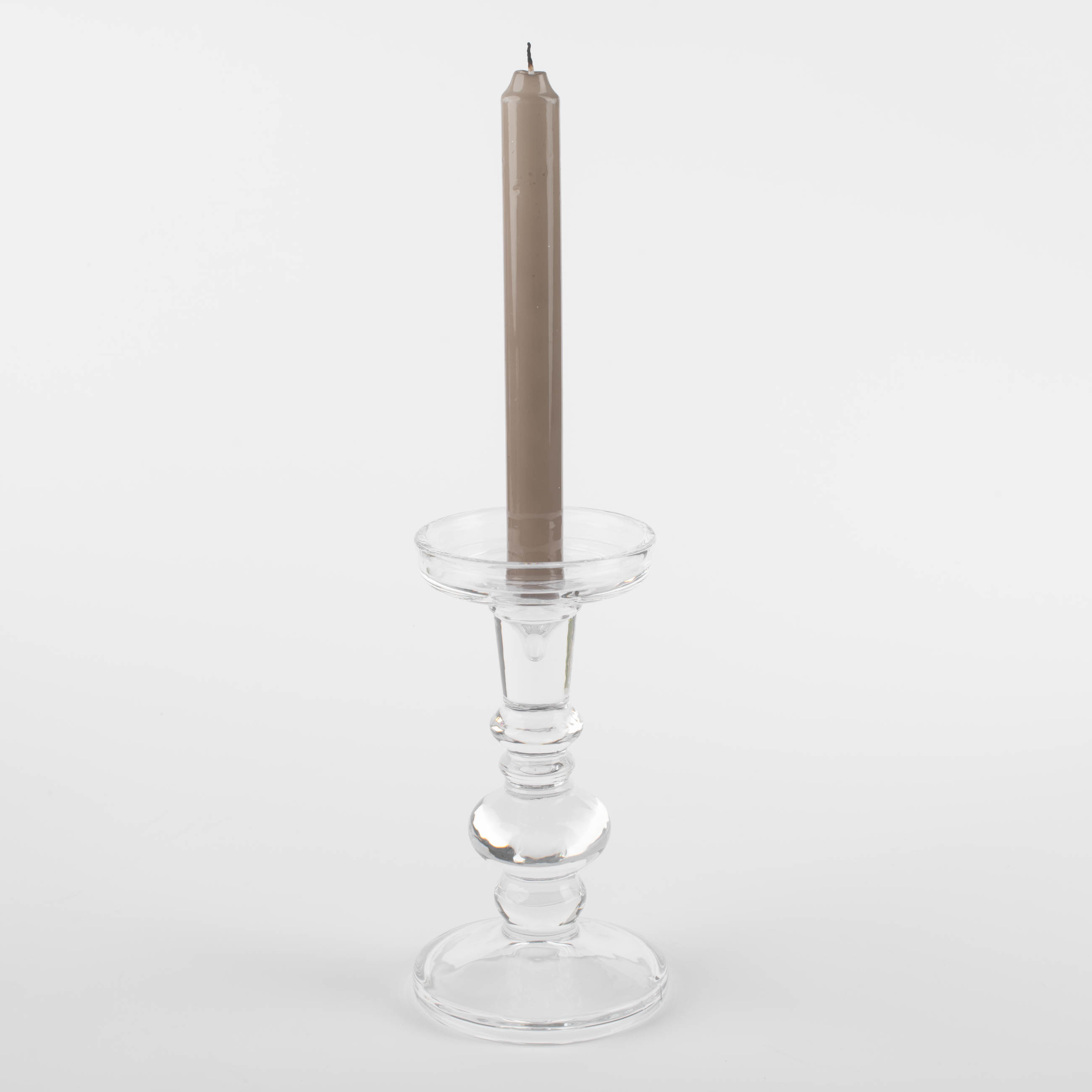 Candle holder, 18 cm, for one candle, on a leg, Glass, Clear изображение № 6