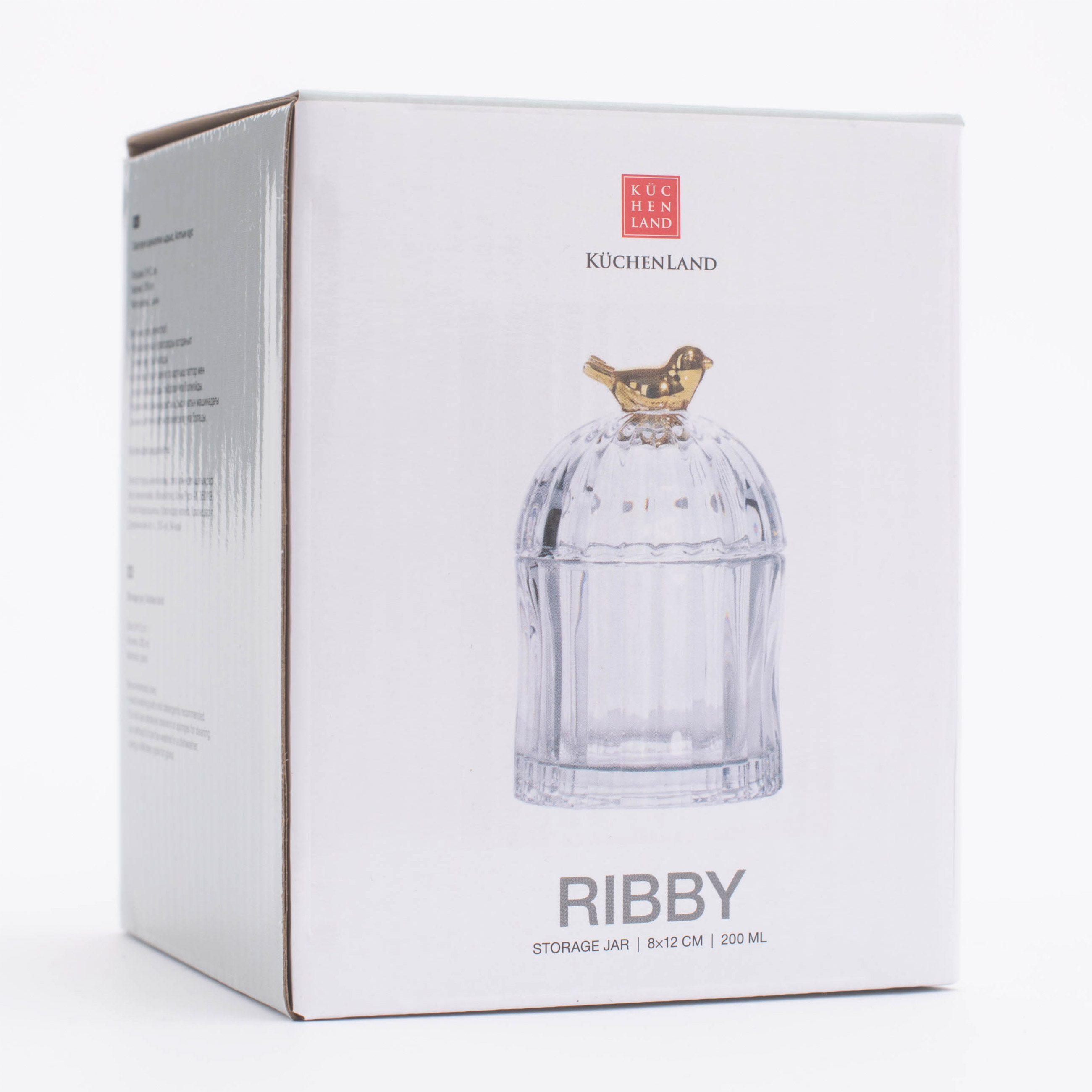 Storage capacity, 8x12 cm, 200 ml, glass R / metal, Golden bird, Ribby изображение № 6