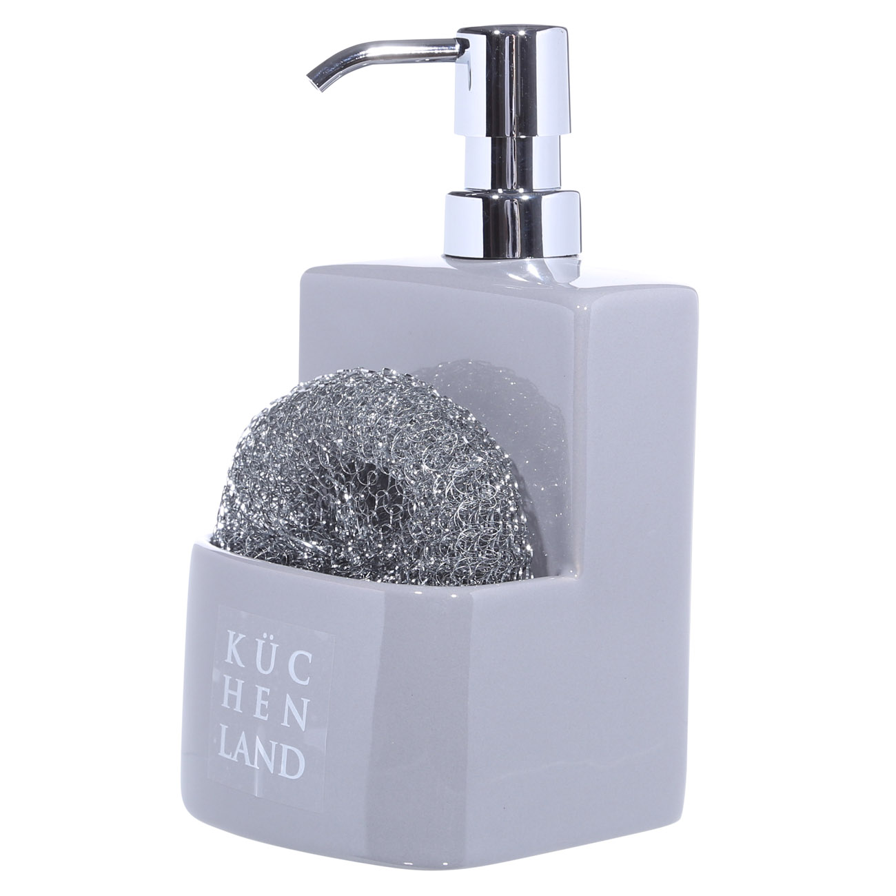 Detergent dispenser, 450 ml, Organizer, with sponge, Ceramic, Grey, Keeping изображение № 2