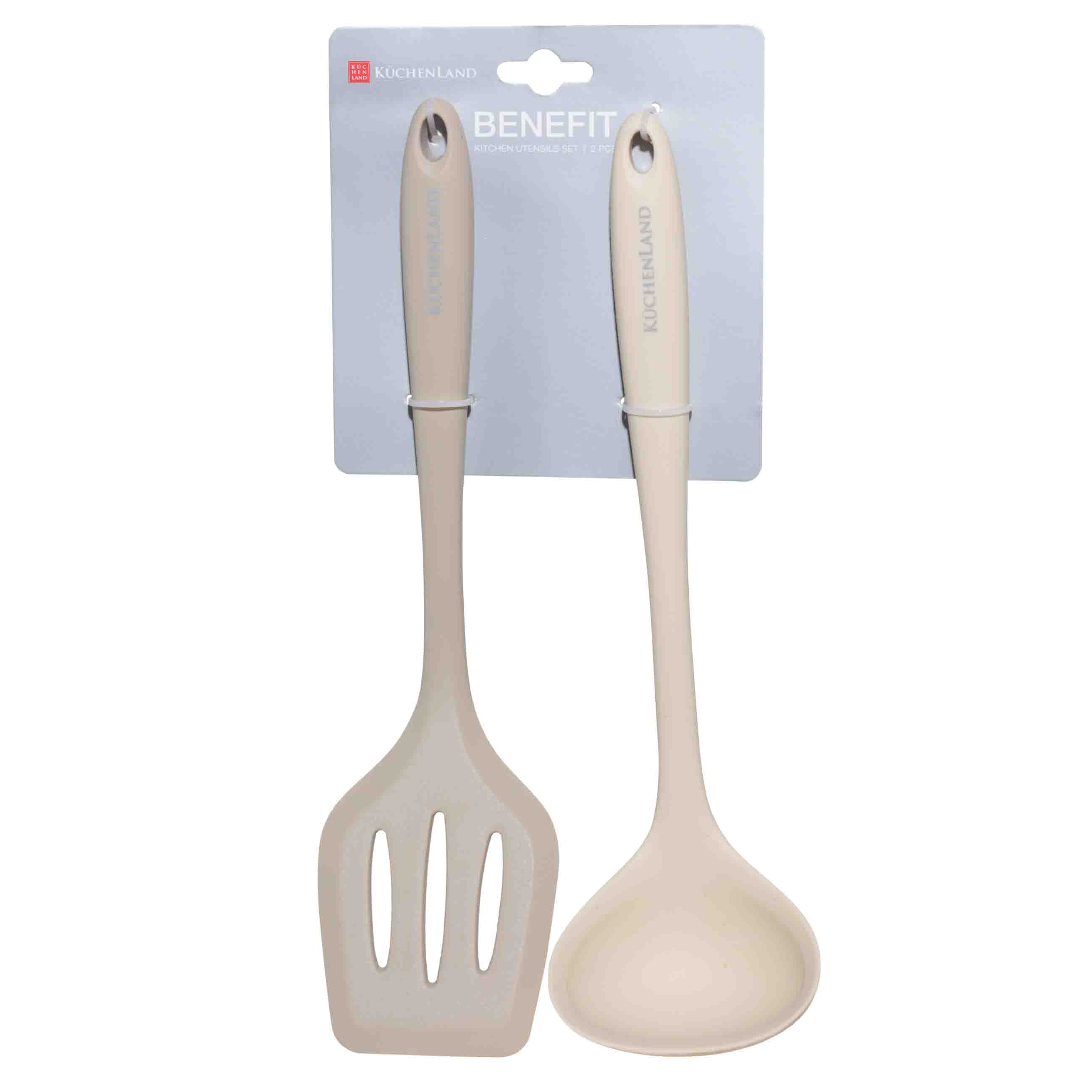 Kitchen accessories set, 2 items, ladle / spatula, Silicone / nylon, Beige, Benefit изображение № 4