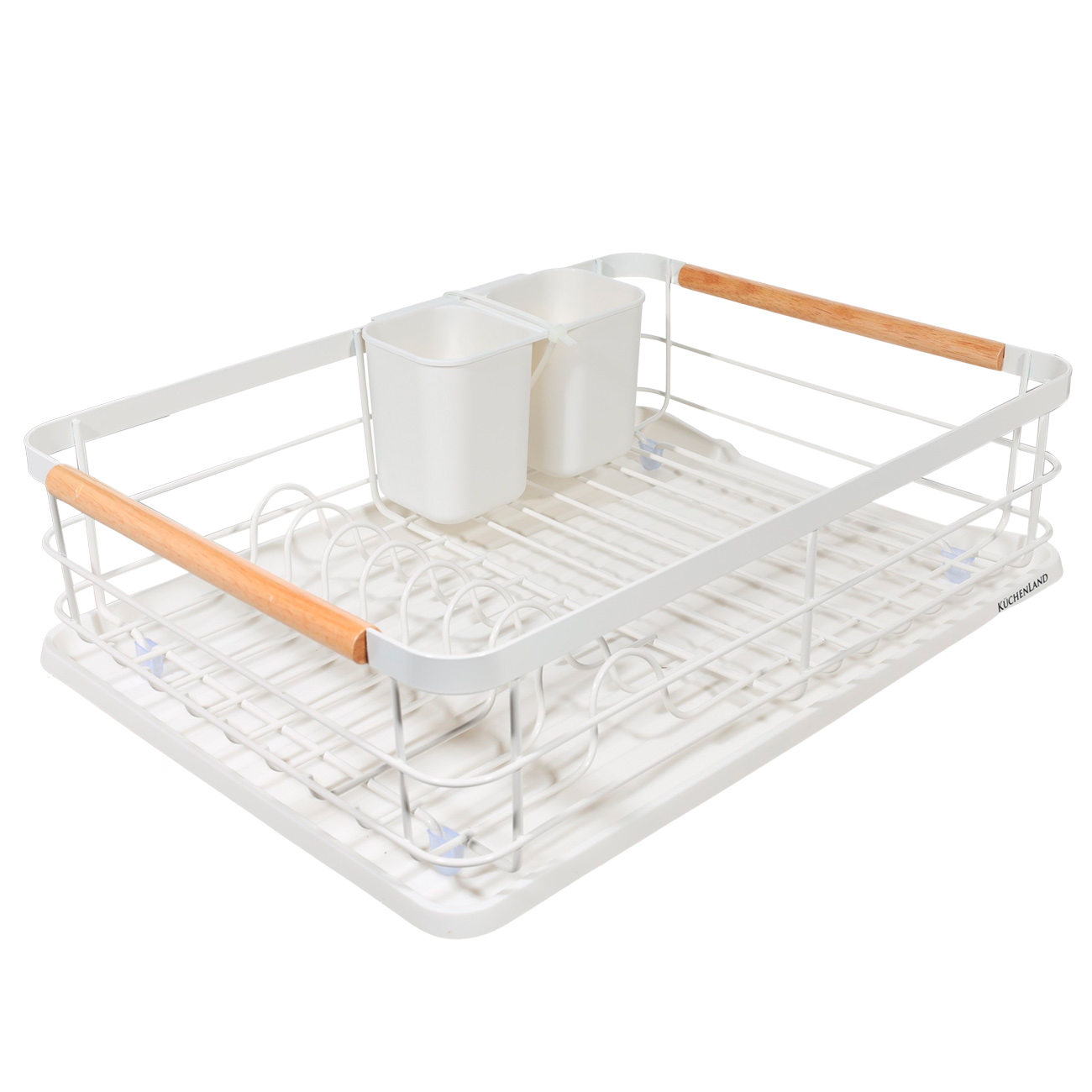 Dish rack, 43x31 cm, with tray, metal / wood / plastic, White style изображение № 2