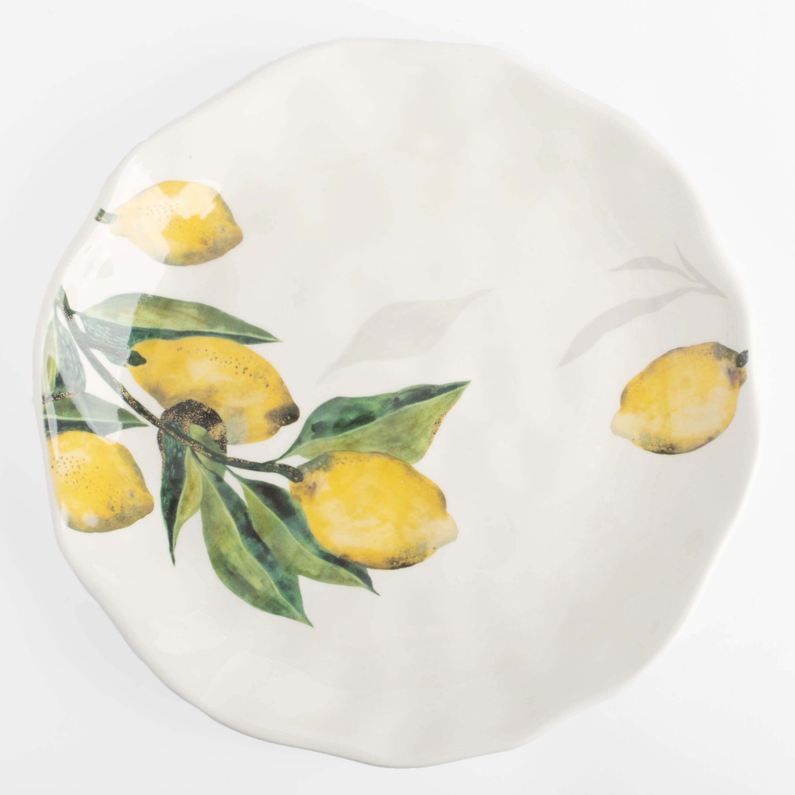 Snack plate, 23 cm, ceramic, white, Lemons on a branch, Sicily in bloom изображение № 4