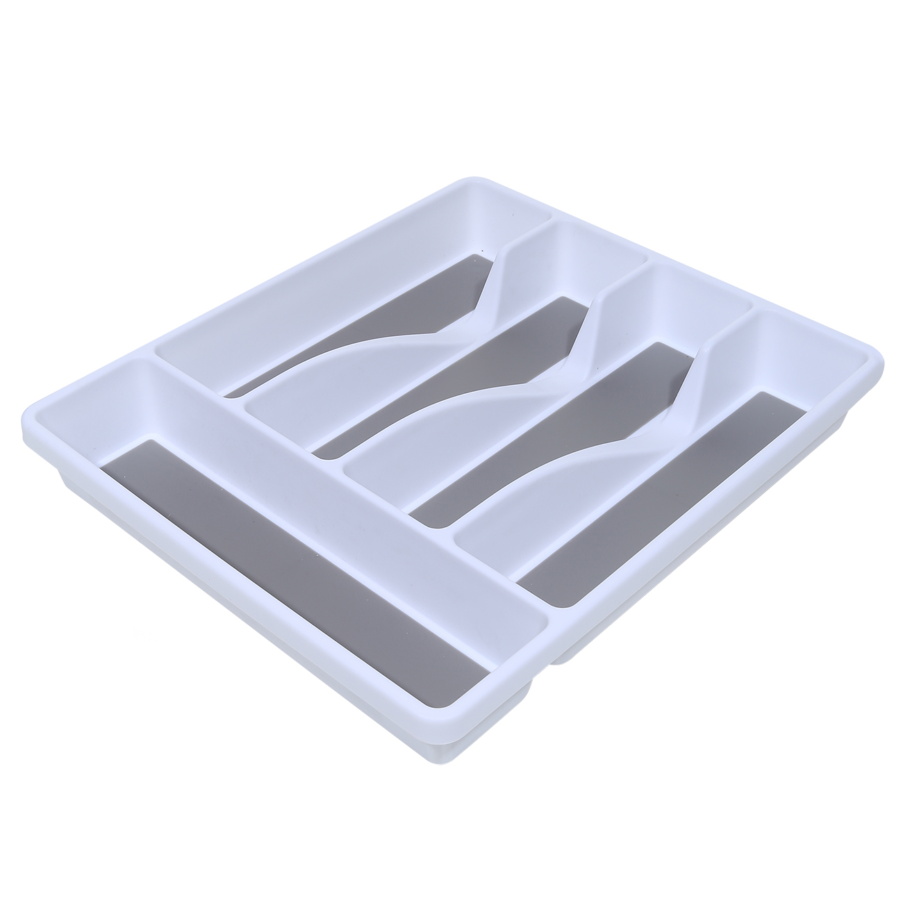 Cutlery tray, 33x29 cm, 5 otd, plastic / rubber, white-grey, Non-slip изображение № 2