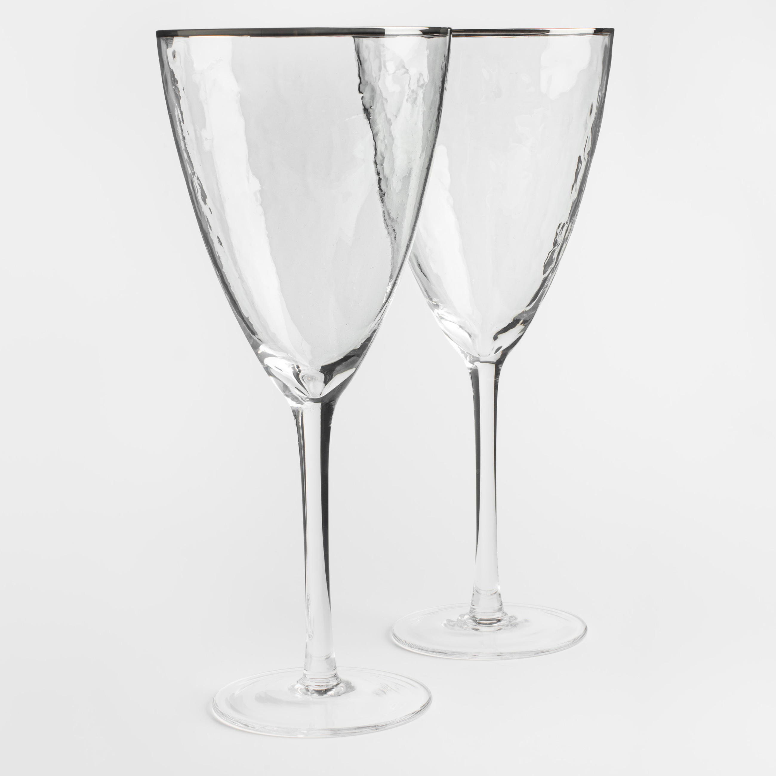 Wine glass, 400 ml, 2 pcs, glass, with silver edging, Ripply silver изображение № 3