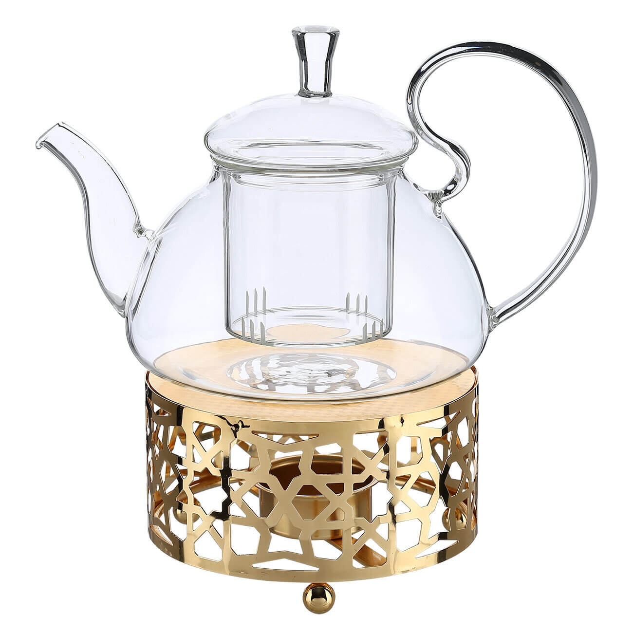 Teapot, 800 ml, heated, used glass / metal, golden, Ellan изображение № 1