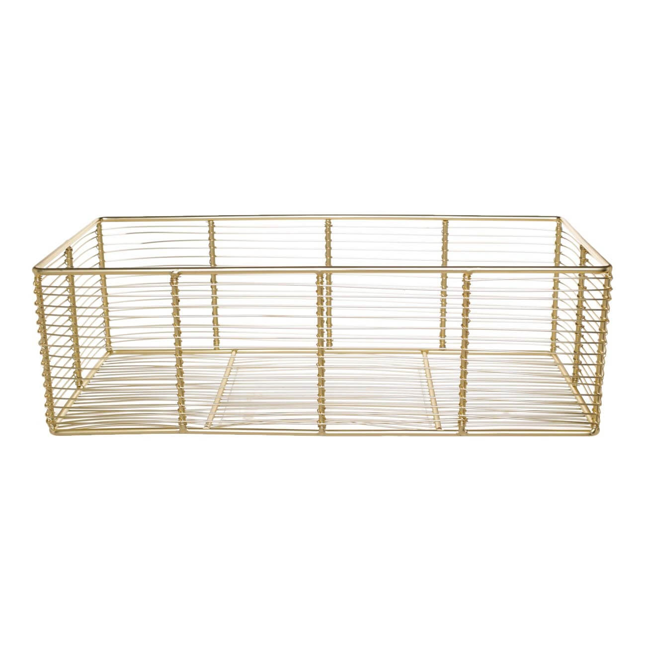 Storage basket, 26x19x14 cm, metal, rectangular, golden, Twist gold изображение № 1