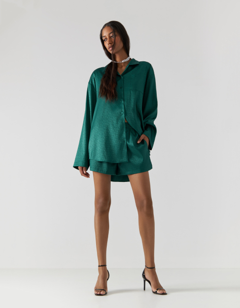 Women's shorts, size L, polyester, green, Jacquard pattern, Agnia