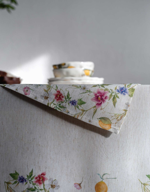 Napkin for appliances, 30x45 cm, polyester / linen, rectangular, beige, Lemons, Sicily in bloom