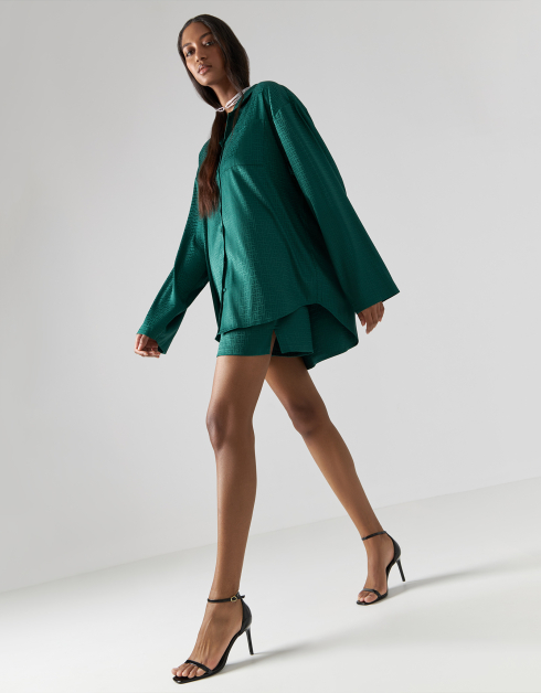 Women's shorts, size L, polyester, green, Jacquard pattern, Agnia