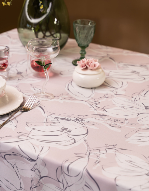 Tablecloth, 160x160 cm, polyester, pink, Magnolia, Magnolia