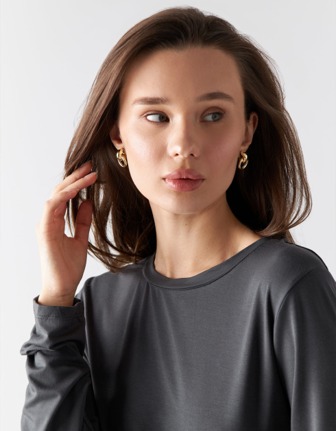 Stud earrings, 2 cm, 2 pcs, metal, gold, Jewelry