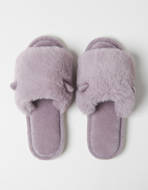 Women's slippers, p. 38-39, polyester, purple, Fur