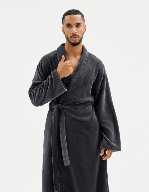 Bathrobe for men, home, p. L / XL, long sleeve, corduroy, dark gray, Mark