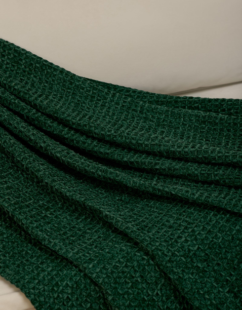 Plaid, 130x170 cm, with tassels, Chenille, green, Weaving, Chenill