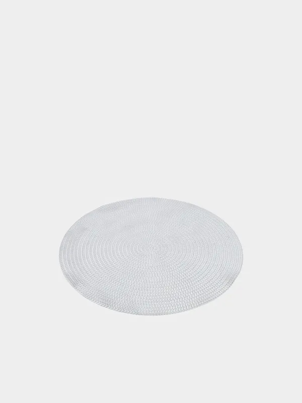 Placemat, 38 cm, PVC, round, silver, Azhur, image-1
