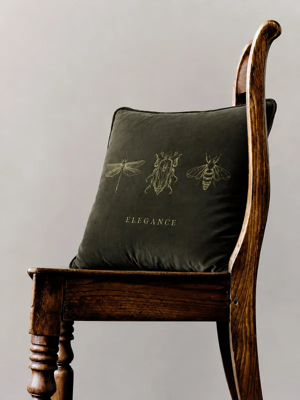 Decorative pillow, 45x45 cm, velvet, green, Bugs, Bugs, image-2