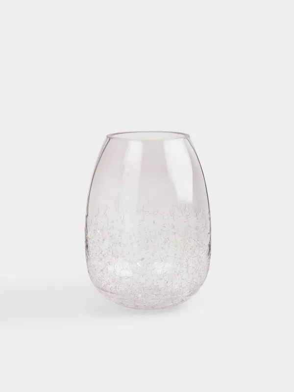Flower vase, 25 cm, glass, purple, Craquelure, Ice, image-0