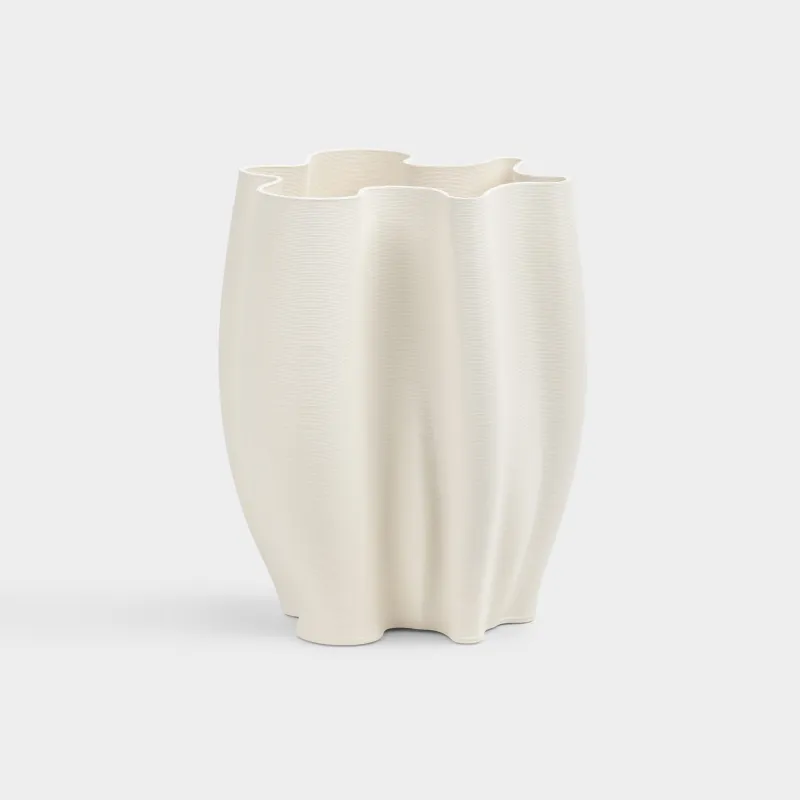 Flower vase, 30 cm, ceramic, white, Bends, Crumple