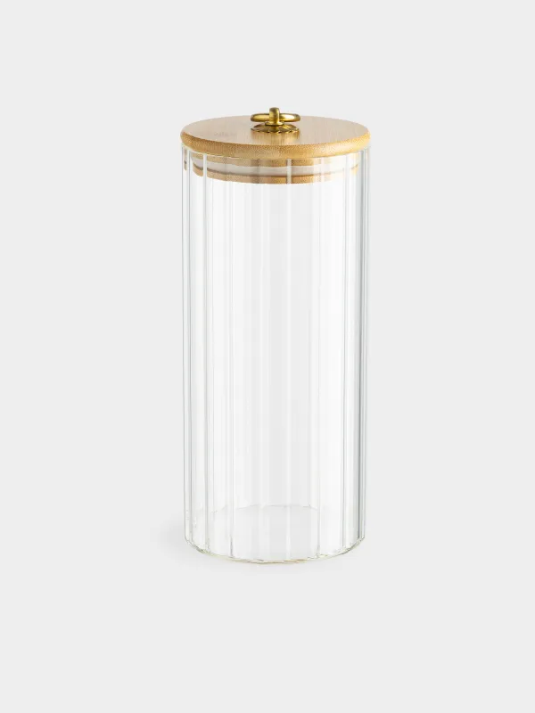 Can for bulk products, 1,1 l, glass B/ bamboo, Camellia, image-0