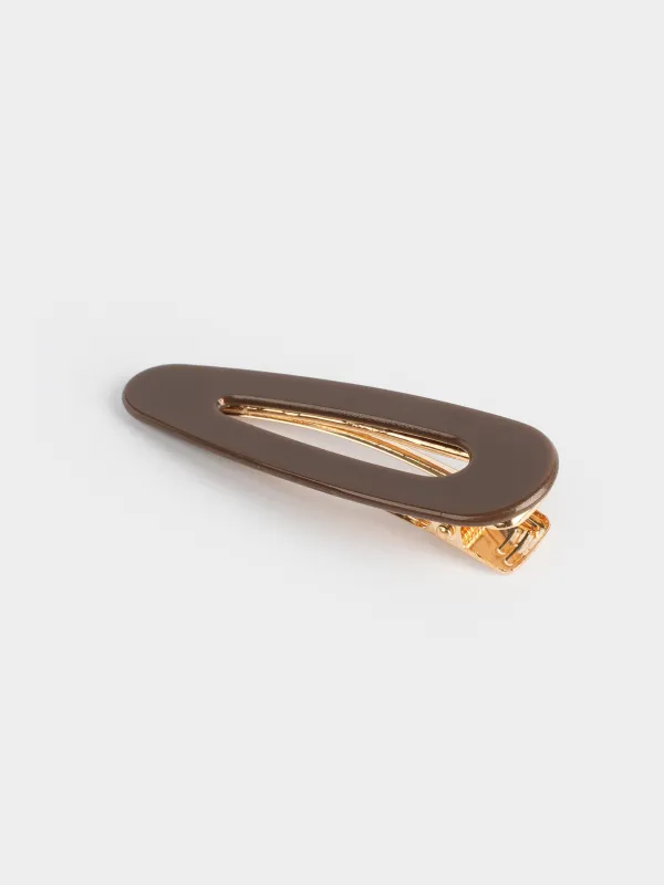 Hair clip, 8 cm, Acrylic / metal, brown, Hair basic, image-2