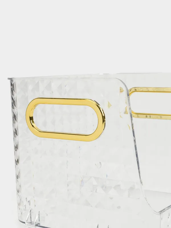 Organizer box, 20x17x15 cm, with gold handles, plastic, Kandy, image-2