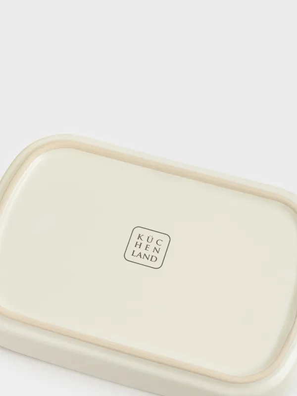 Butter dish, 18 cm, ceramic, rectangular, beige, Laneri, image-3