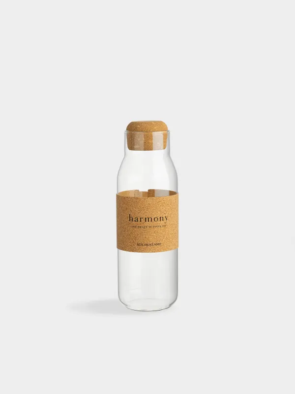 Beverage bottle, 1.25 l, with zarf, glass B stopper, Clear font, image-0