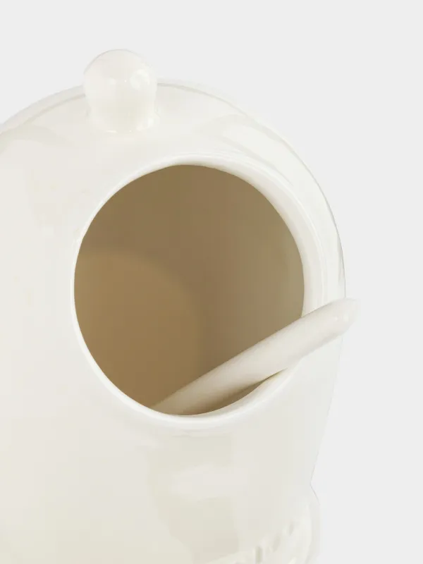 Salt container, 15 cm, with spoon, ceramic, milky beige, speckled, Ceramo speckled, image-4
