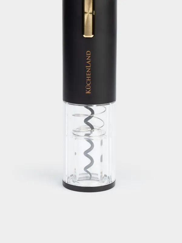Electric corkscrew, 19 cm, with foil cutter, plastic, LED B, Black, Bar, image-2